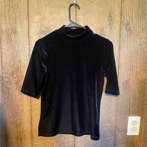 Banana Republic Black Velvet Short Sleeve Top